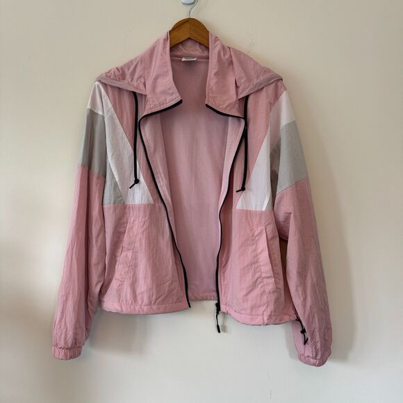 Victoria's Secret PINK  Oversized Pink & White Windbreaker Jacket XS - Picture 1 of 7